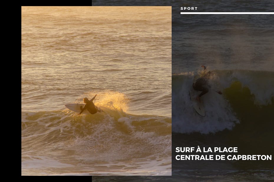 Surf à la plage centrale de capbreton